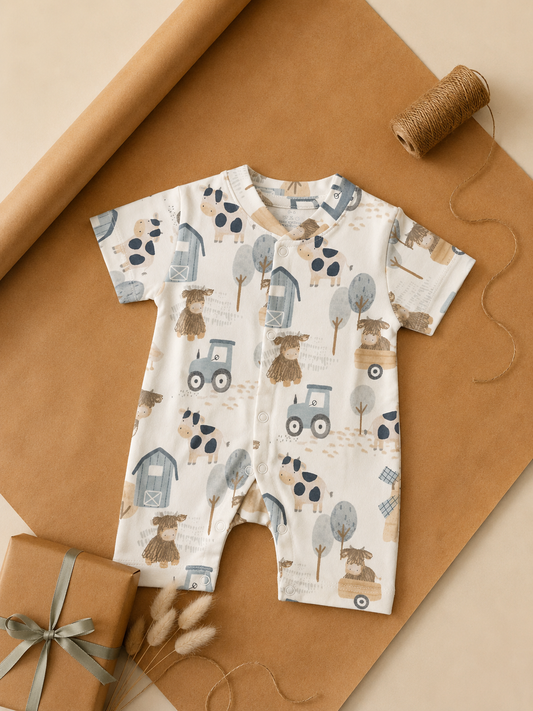 Farm Theme Cotton Half Romper