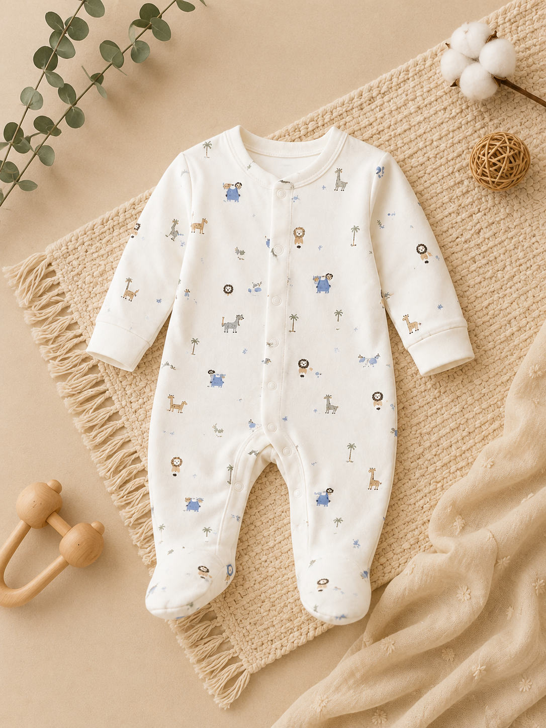 Animal Theme Cotton Sleepsuit