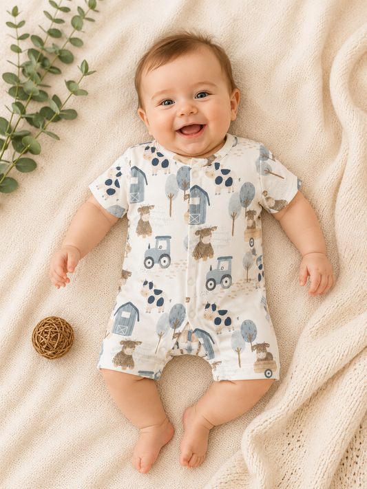 Farm Theme Cotton Half Romper