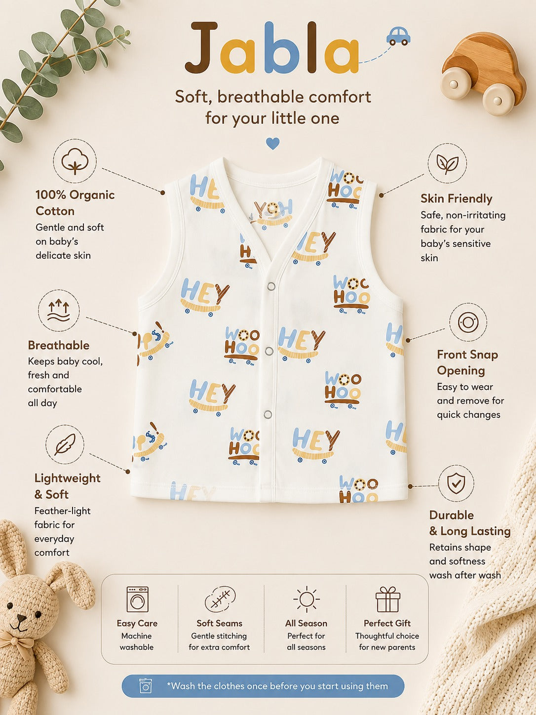 Woohoo Print Muslin Jabla