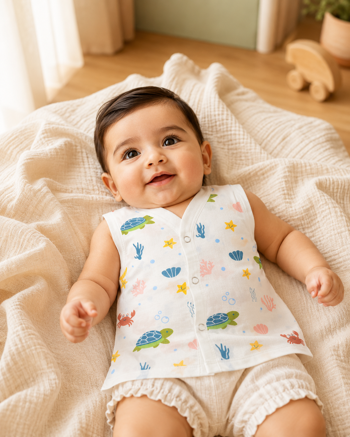 Sea World Print Muslin Jabla