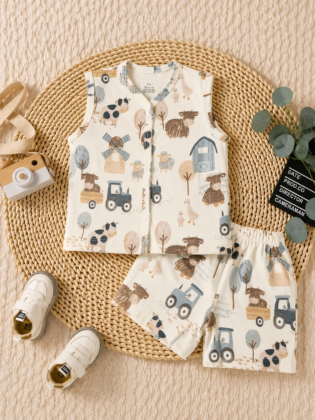 Farm Theme Sleeveless Cotton Co-Ords