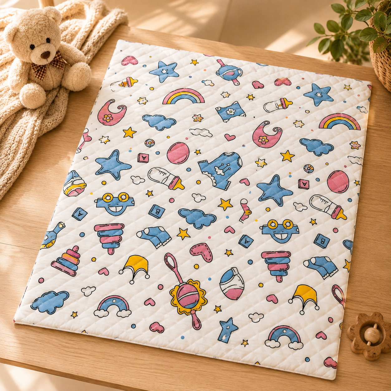 Baby Accessories Print 2 Layer Muslin Blanket 85x85 Cm