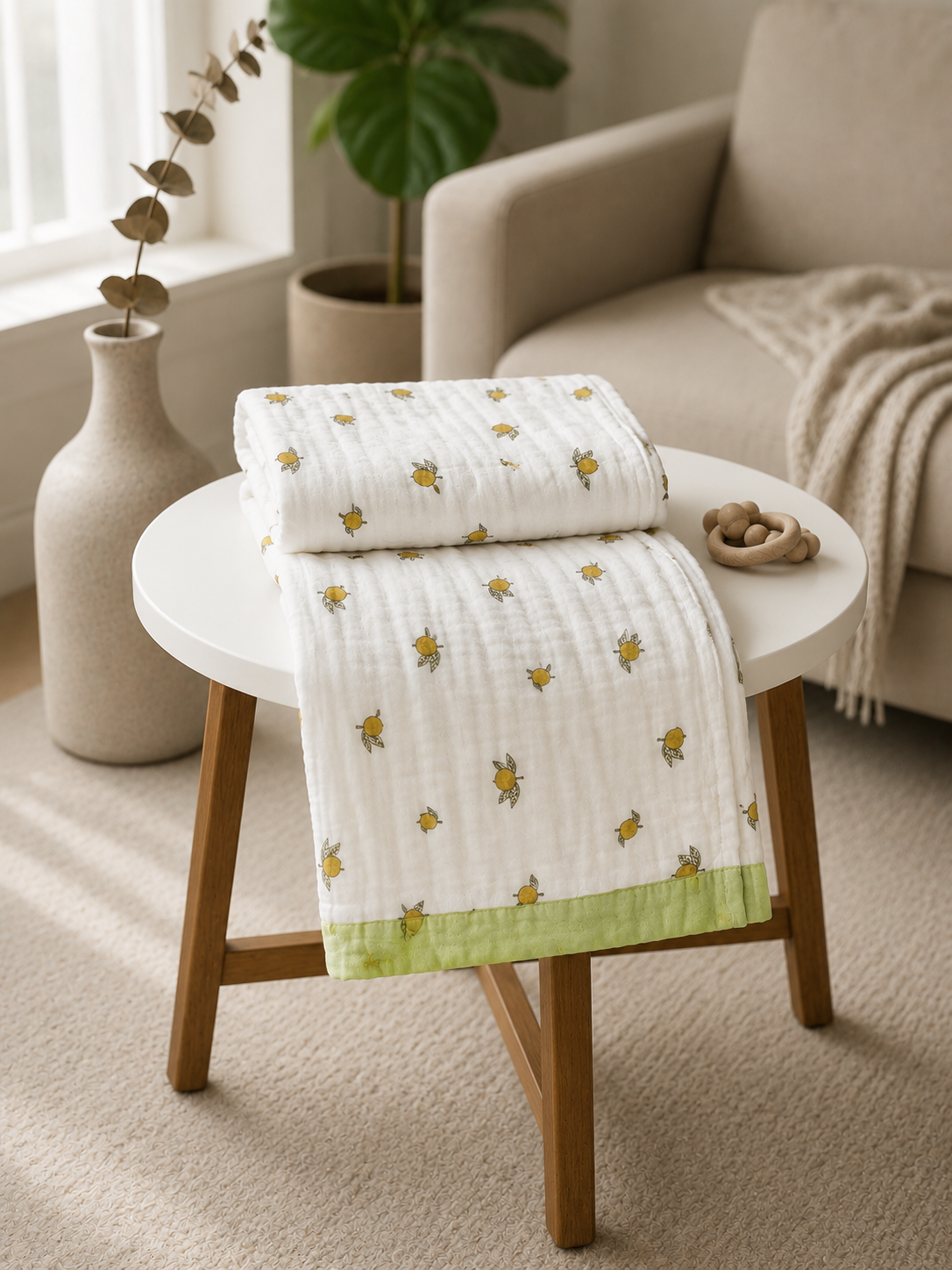 Fruit Print - 6 Layer Crinkled Muslin Blanket
