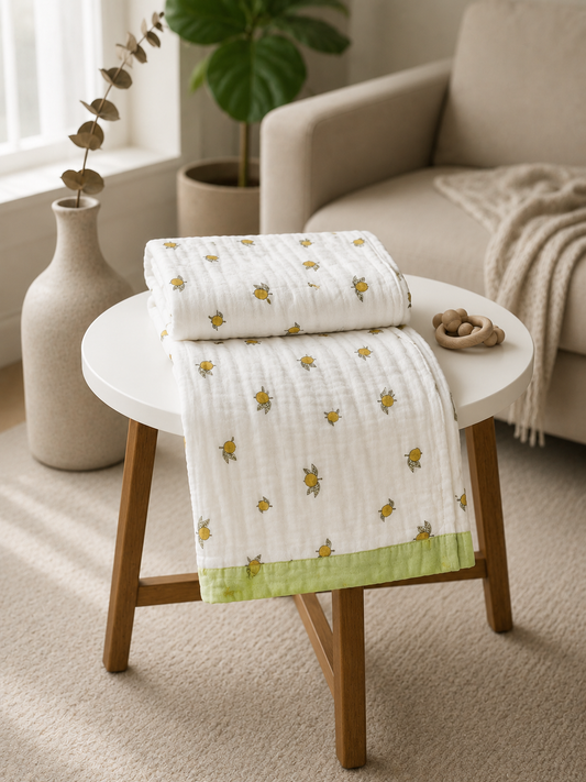 Fruit Print - 6 Layer Crinkled Muslin Blanket