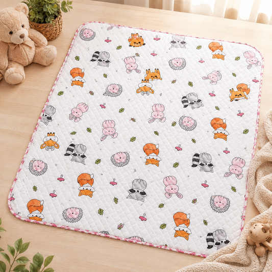 Fox Print 2 Layer Muslin Blanket 85x85 Cm