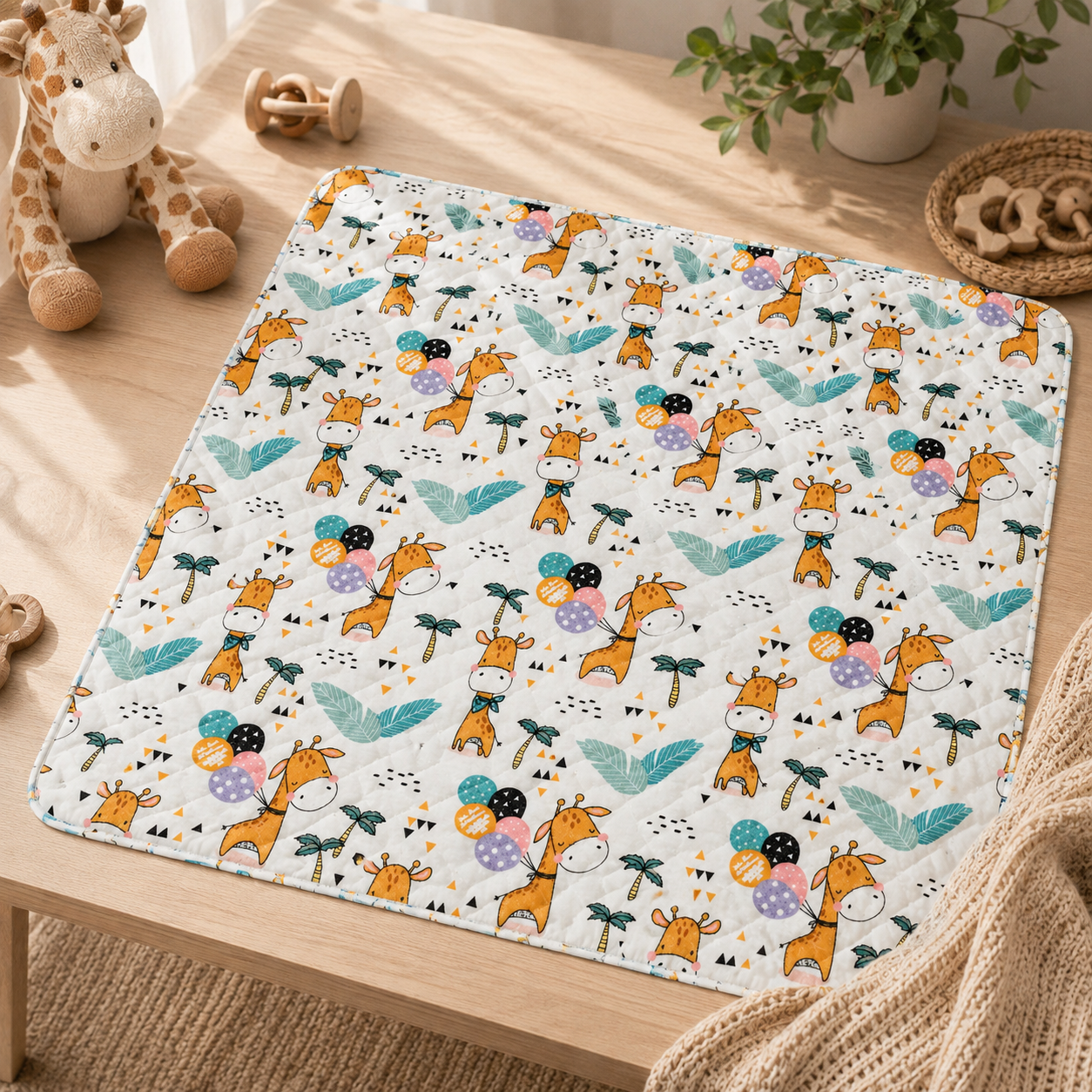 Giraffe Print 2 Layer Muslin Blanket 85x85 Cm