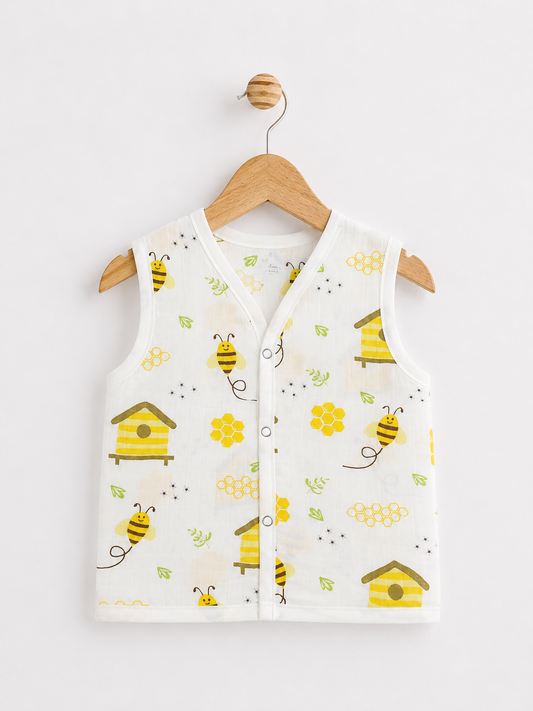 Honey Bee Print Muslin Jabla