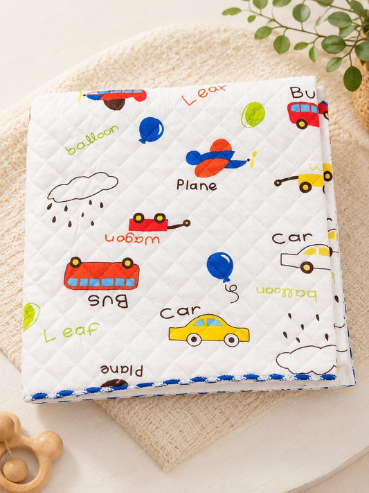 Bus Print 2 Layer Muslin Blanket 85 x 85 Cm