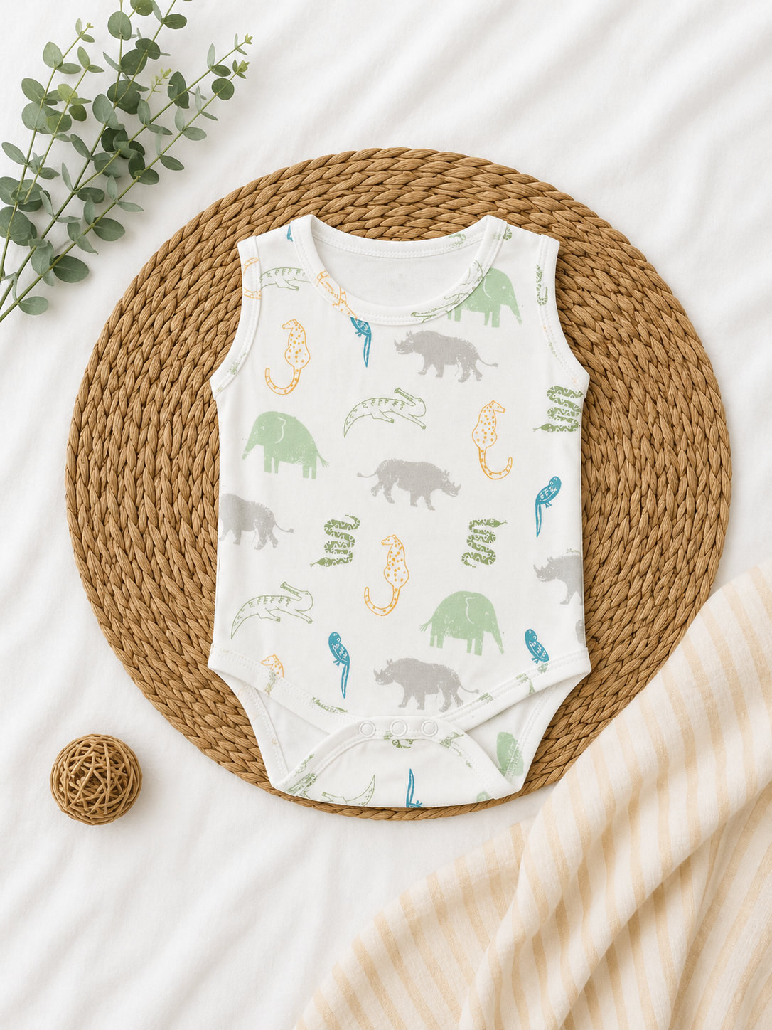 Animal Theme Cotton Onesie
