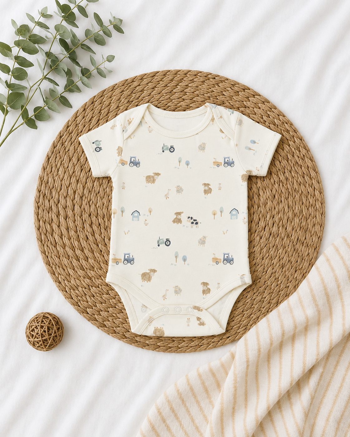 Farm Theme Cotton Onesie