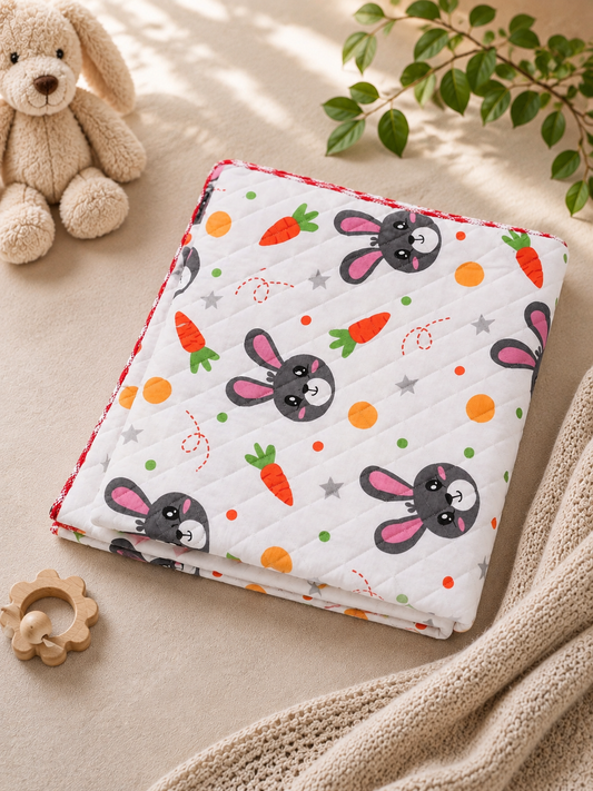 Bunny Face Print 2 Layer Muslin Blanket 85x85 Cm