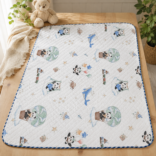 Flying Panda Print 2 Layer Muslin Blanket 85x85 Cm
