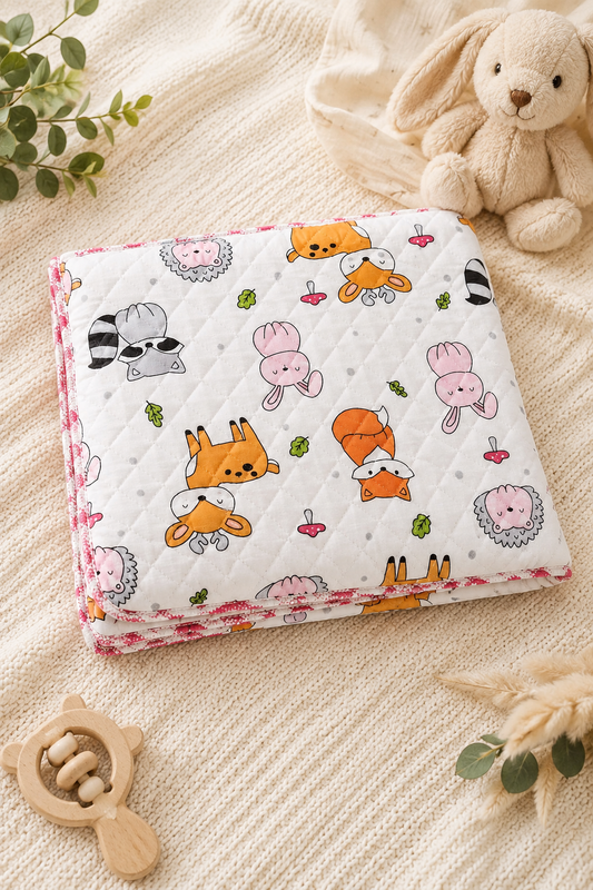 Fox Print 2 Layer Muslin Blanket 85x85 Cm