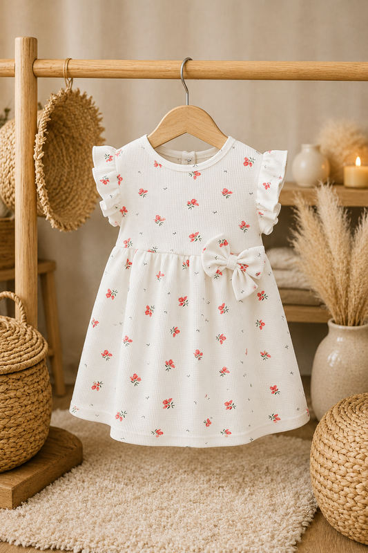 White Rose Print Cotton Frocks