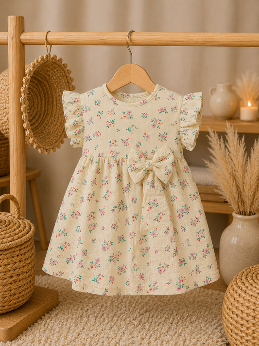 Orange Flower Print Cotton Frocks
