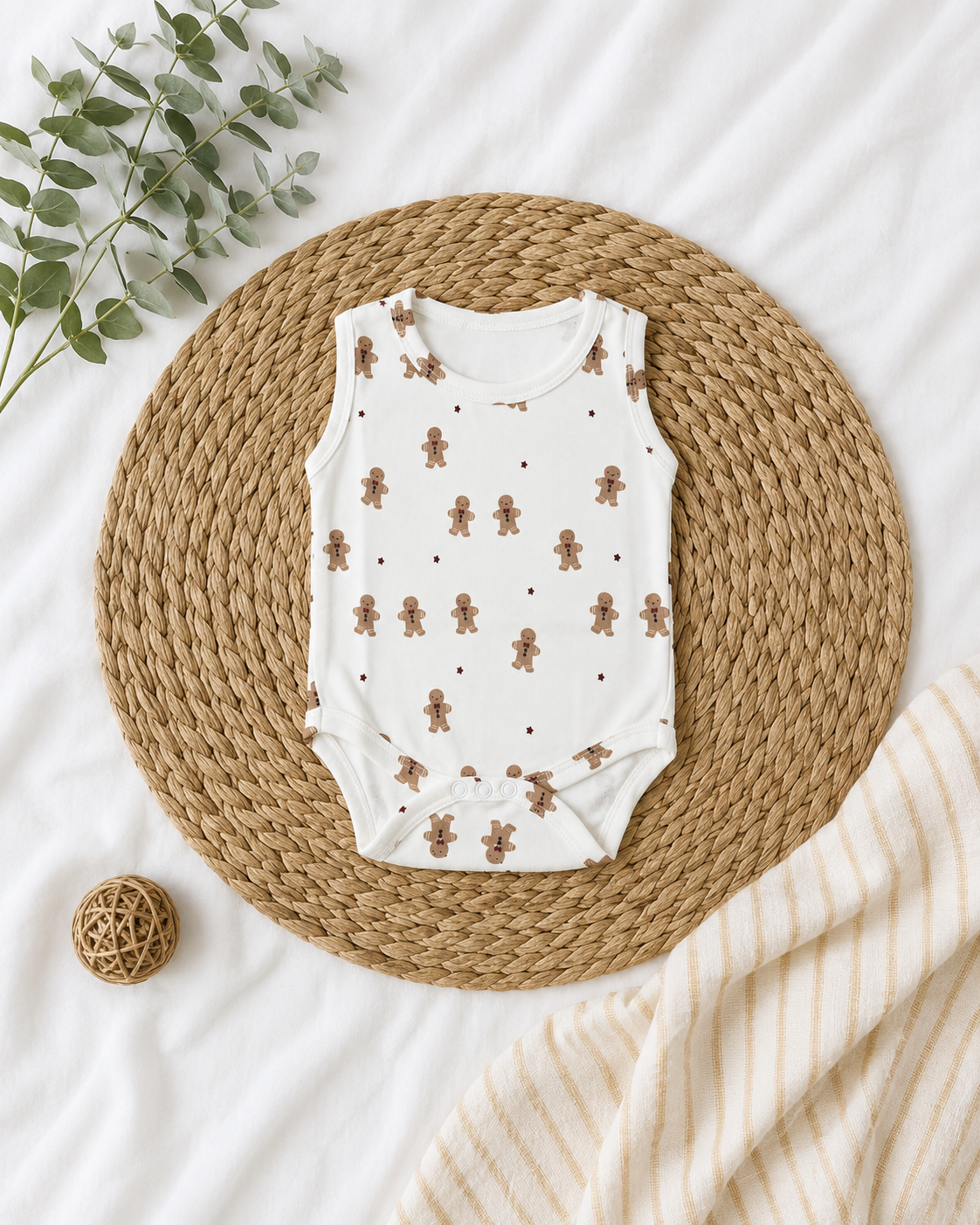 Gingerbread Print Cotton Onesie