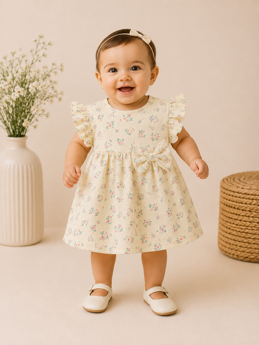 Orange Flower Print Cotton Frocks