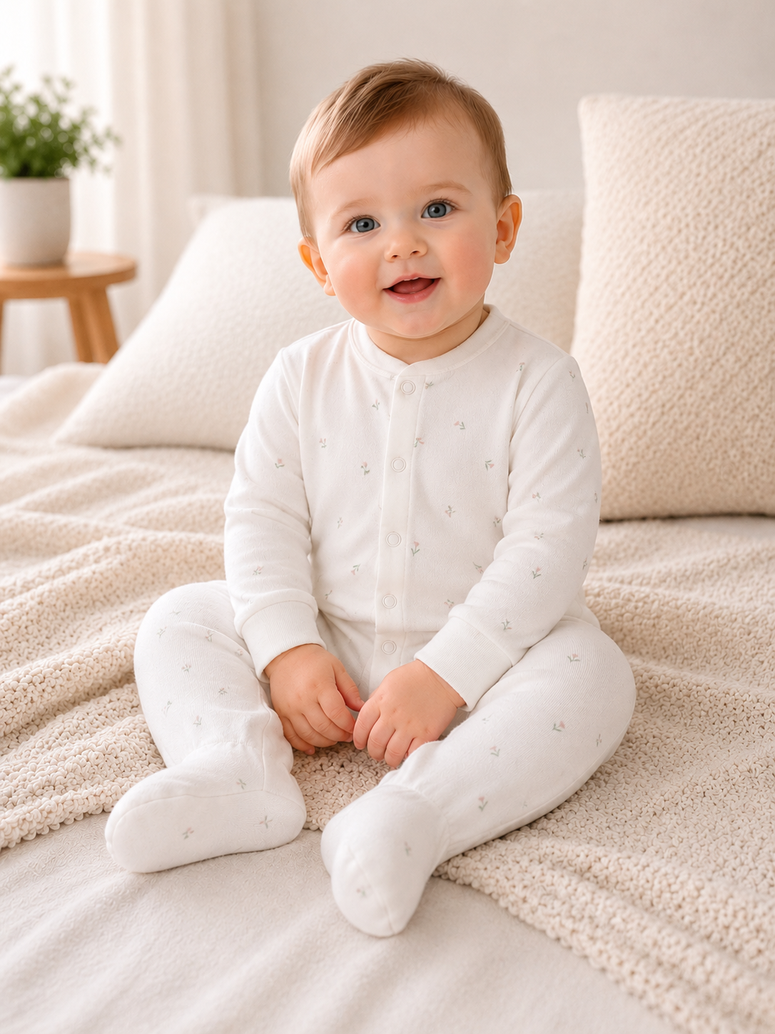 Rose Print Cotton Sleepsuit