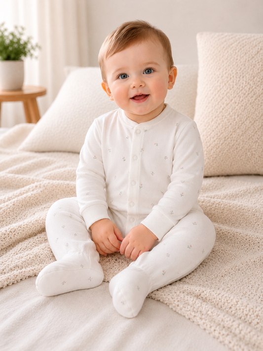 Rose Print Cotton Sleepsuit