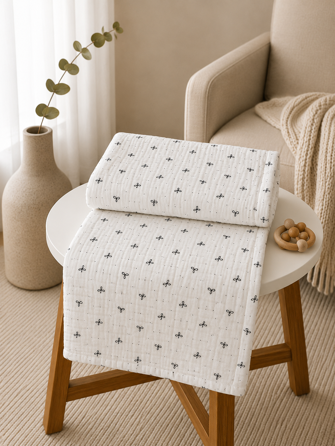 Infinity Print 6 layer Crinkled Muslin Blanket